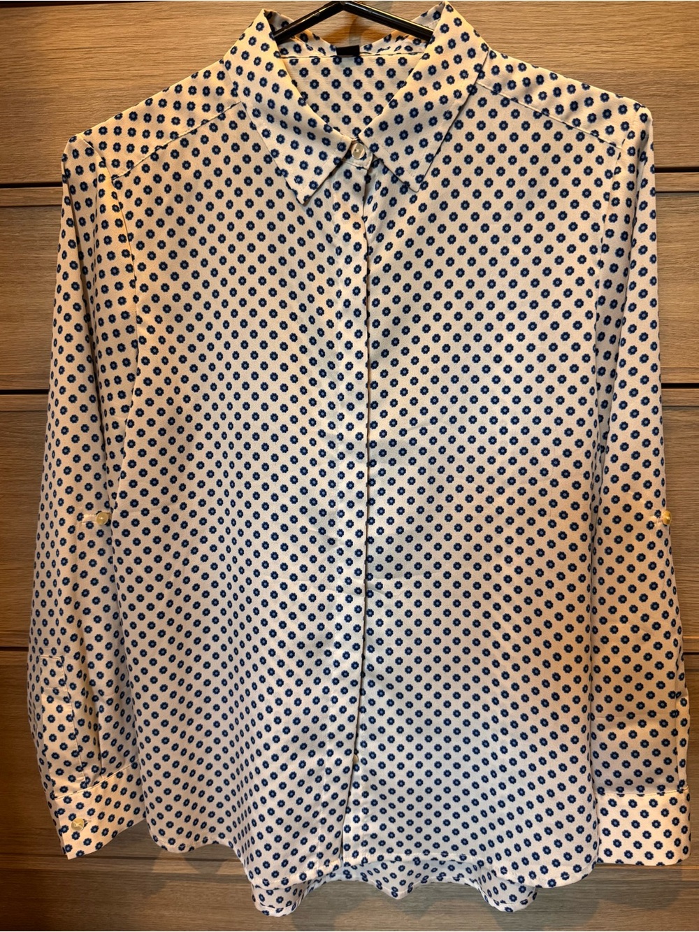 Ann Taylor Petite Blue Floral Button Down Blouse Top SP